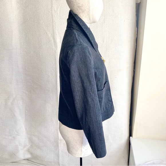 3.1 Phillip Lim M Stretch Denim Blazer Grey Black Casual Jean Jacket Spring Fall - Picture 6 of 10